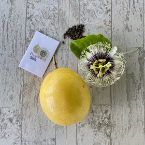 Yellow Passion Fruit Seeds and Aluminum Garden Marker Set